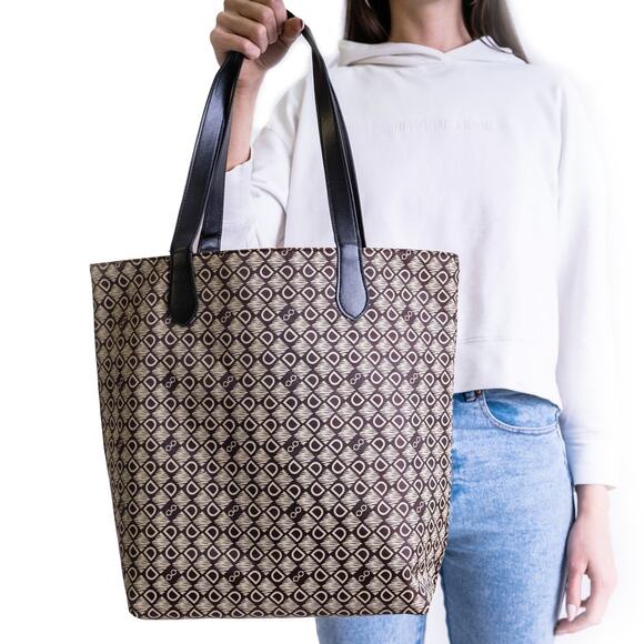 DASTI Reversible Tote Bag Large Waterproof Brown Monogram & Orange Travel Bag - Picture 4 of 14